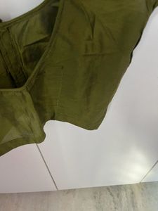 Olive Green Silk Blouse