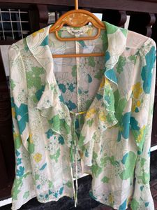 Floral Ruffle Sheer Top