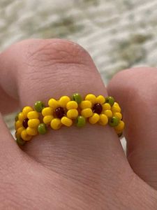 set of two Beaded Flower Ring