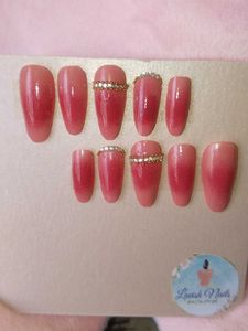 Pink Ombre Press-On Nails with Gems