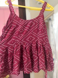 Maroon Print Top