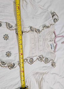 Boho ZARA Cotton Blend Embroidered Ruffle Tunic