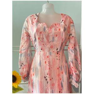 Pink Floral Flare Dress