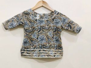 Cotton Floral Gota Patti Work Lancha For Baby Girl