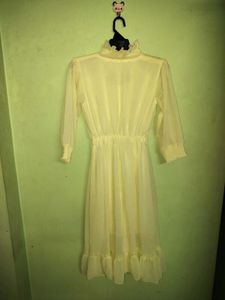 LimeGreen/Yellow Georgette Dress W Romantic Ruffle