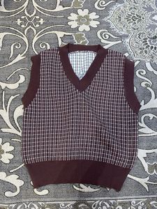 Brown Checkered Sweater Vest