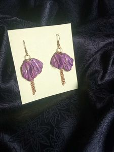 Purple Flower Dangle Earrings