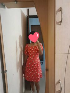 Redish Pink Floral Mini Dress