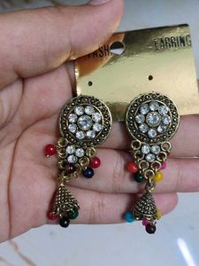 Vintage Rhinestone &amp; Pink Velvet Earrings