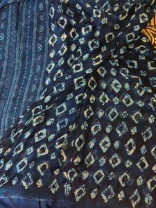 Blue Printed Saree With Satin Design