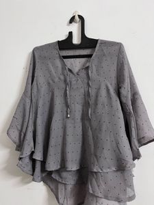 Gray Polka Dot Top