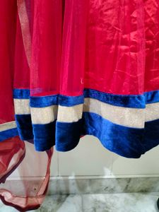 Festive Red Net Lehenga with Dupatta