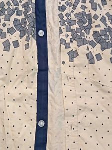 Beige Polka Dot / Cobalt Abstract Panel Shirt