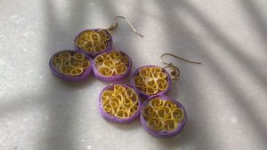 Beautiful Purle And Green Quilled Earrings