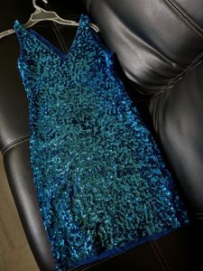 Sparkling Blue Sequin Mini Dress