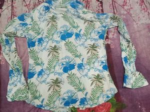Tropical Print Button-Down Shirt
