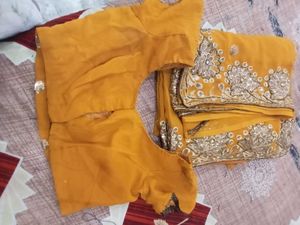 Elegant Yellow Embroidered Saree