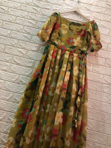 🌷Floral Print Dress fabric georgette and organza