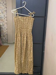 Floral Print Sundress with chikankari overcoat