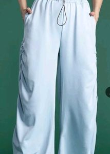 Light Blue Ruched Wide Leg Pants
