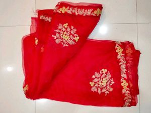 Red Embroidered Sari