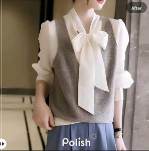 New With Tag Bow Korean Pink Shirt Sweater Pullove