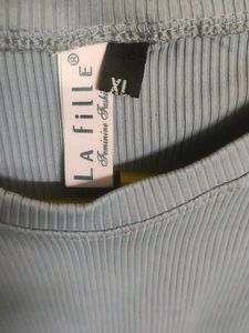 Cute Light Blue Ribbed Top