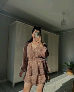 Zara beige Snake Dress Mini Dres