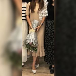 Elegant Beige Midi Dress