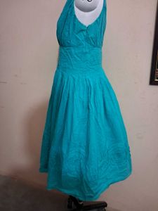 Aqua V-Neck Fit &amp; Flare Dress