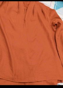 Rust V-Neck Long Sleeve Top