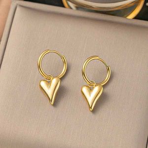 Gold Heart Drop Earrings