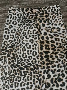 Leopard Print Side Slit Skirt