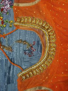 Orange Embroidered party wear dress