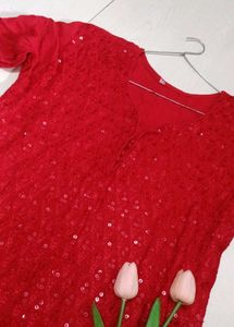 Sequins Red Kurta