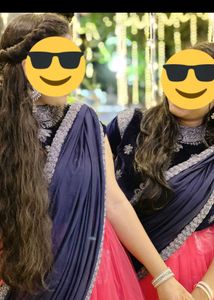 Pink with navy blue Ethnic lehenga