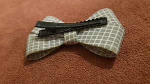 Gray Gingham Hair Bow