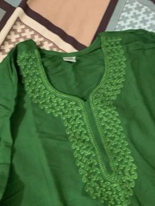 Green Embroidered Kurta