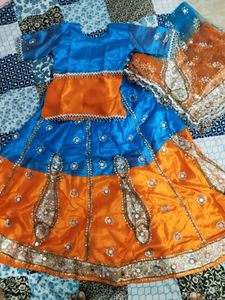 Orange &amp; Blue Lehenga Choli