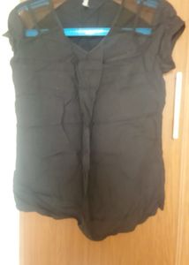Black Sheer Shoulder Top