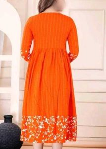 Elegant Orange Printed Kurta 4XL