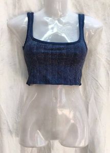 I. Blue Ribbed Crop Top