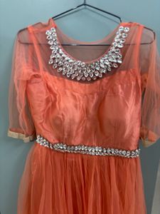 Elegant Orange Ethnic Gown