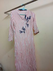 Striped Embroidered Kurta