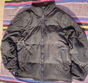 black oversized puffer jacket