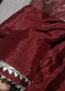 Floral Blouse &amp; Maroon Pants Set