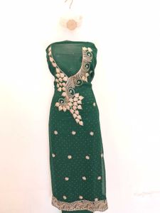 Green Embroidered Kurta dress material without dup
