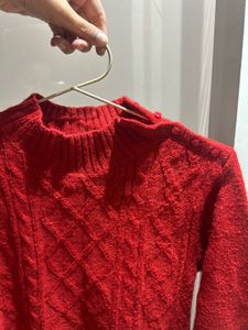 Red Knit Pullover Sweater