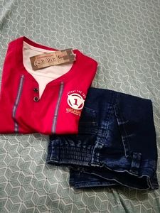 Tshirt With Three Fourth Shorts For 3 To 4 Year
