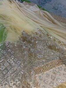 Cream Colour Half N Haf Saree..